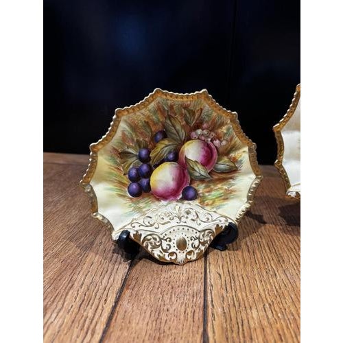 Gold Orchard Fruit Serving Dishes by D. Jones for Aynsley, Set of 2 For Sale - Image 3 of 7