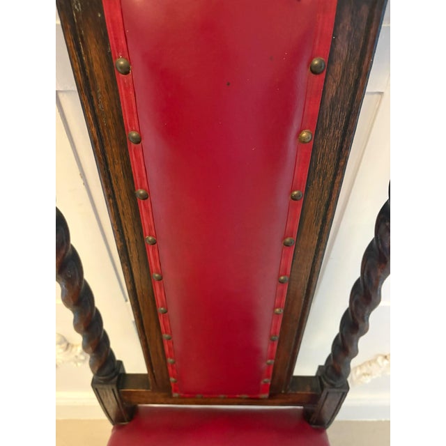 Wood Antique Victorian Carved Oak Barley Twist Dining Chairs, 1880, Set of 6 For Sale - Image 7 of 18