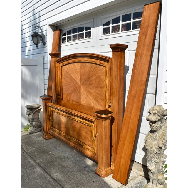 Vtg. Queen Size Wood Tuscan Style Complete Bed W/Rails For Sale - Image 11 of 17