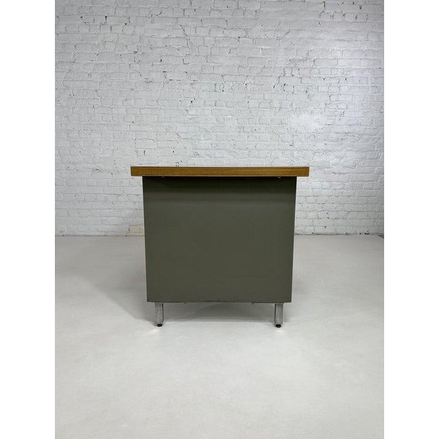 Gray Vintage Industrial Metal and Wood Desk from Remington Rand, 1950s For Sale - Image 8 of 11