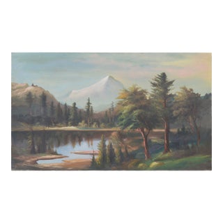 Mount Hood From Clear Lake, Early 20th Century Large-Scale Panoramic Landscape by William Lemos For Sale
