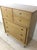 This mid century modern highboy dresser features hardwood construction, original limed walnut finish, five dovetailed...