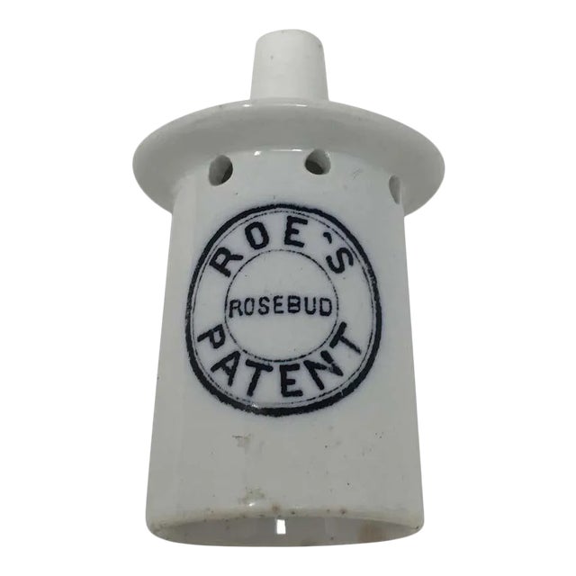 Antique English Roe's Rosebud Patent Transferware Pie Funnel For Sale