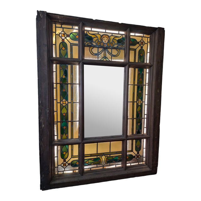 Antique Victorian Stained Glass Window Large For Sale