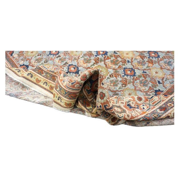 Textile Antique Persian Wool Sultanabad 12 x 19 Light Blue, Red & Ivory Handmade Area Rug #1140844 For Sale - Image 7 of 7