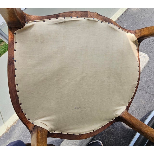 Late 20th Century Louis XV Style Brass Nail Studded, Caned and Partial Upholstered Fauteuil For Sale - Image 10 of 11