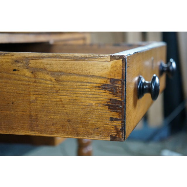 Antique 19th C. English Regency Maple & Oak Tooled Leather Top Partner's Desk For Sale - Image 12 of 18