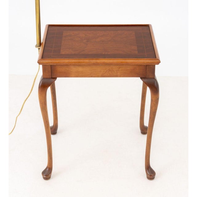 Queen Anne Style Side Table With Swing Arm Lamp For Sale - Image 4 of 9