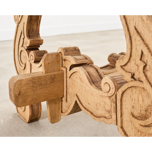Wood 19th C. Spanish Baroque Bleached Oak Farmhouse Dining Table For Sale - Image 7 of 18