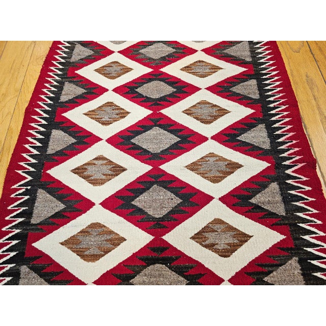 American Vintage Native American Navajo Rug, Wool & Cotton, Geometric Eye Dazzler Pattern, 3x5 For Sale - Image 3 of 18