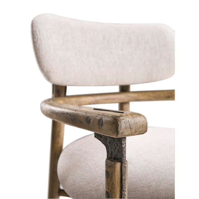 Modern Rustic Upholstered Armchair For Sale In Greensboro - Image 6 of 8