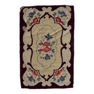 Handmade Antique American Hooked Rug 2.4' X 3.8' (76cm X 117cm) 1900s For Sale
