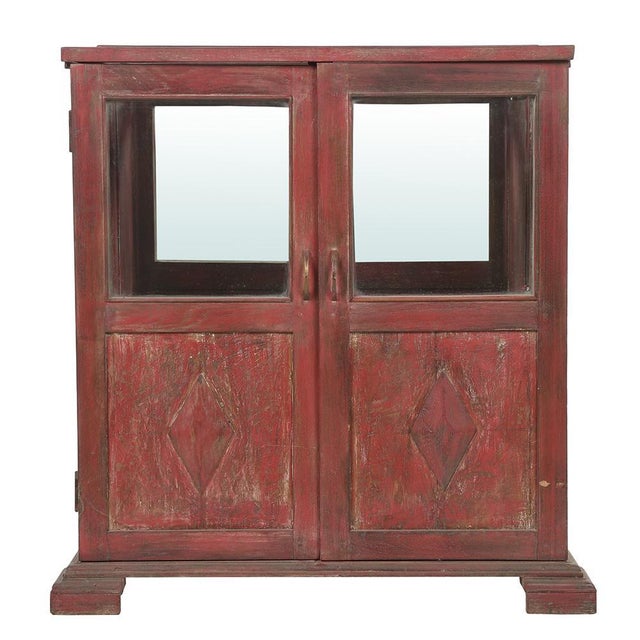Wooden Display Case with Red Patina For Sale - Image 4 of 6
