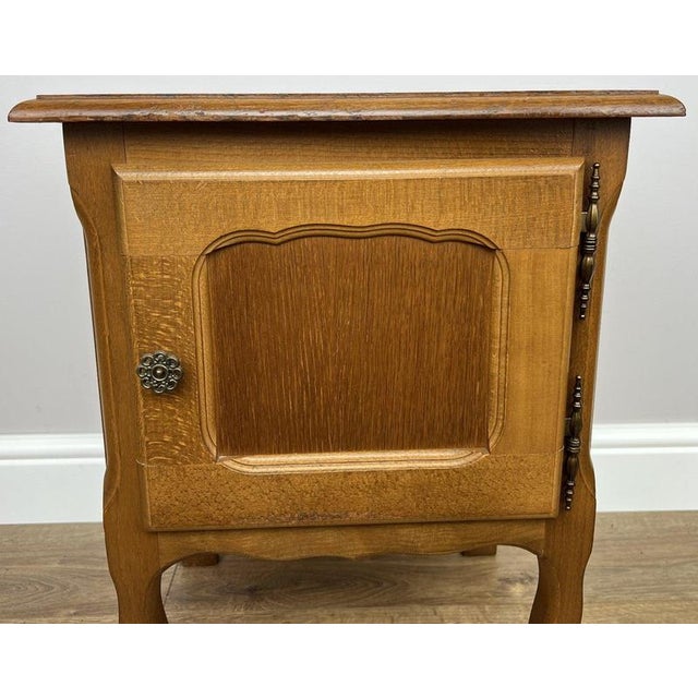 Wood Vintage Louis French Oak Nightstands, Set of 2 For Sale - Image 7 of 14
