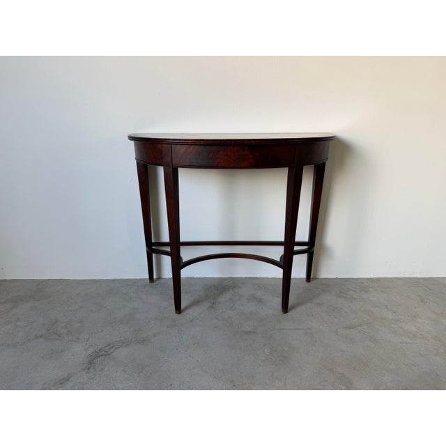 Antique George III Mahogany Demi-Lune Console Table With Drawer For Sale - Image 4 of 13