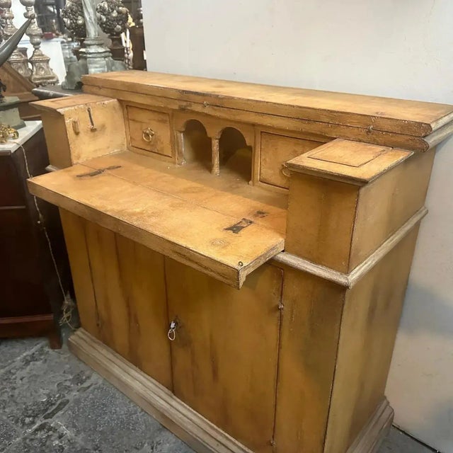 Italian Late 19th Century Louis Philippe Orange Lacquered Wood Italian Secretaire For Sale - Image 3 of 12