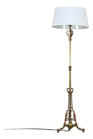 English Brass and Copper Floor Lamp