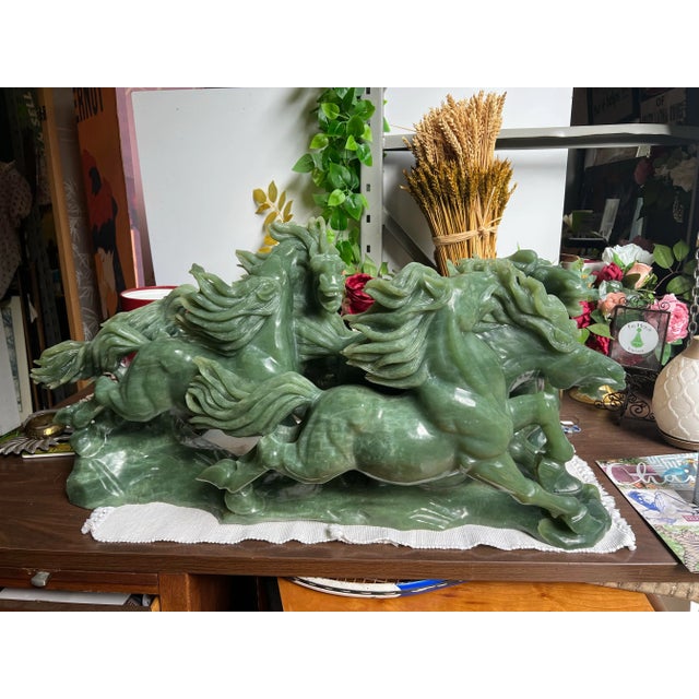 Gemstone 175 LBS Monumental Running Imperial Jade Sculpture For Sale - Image 7 of 7