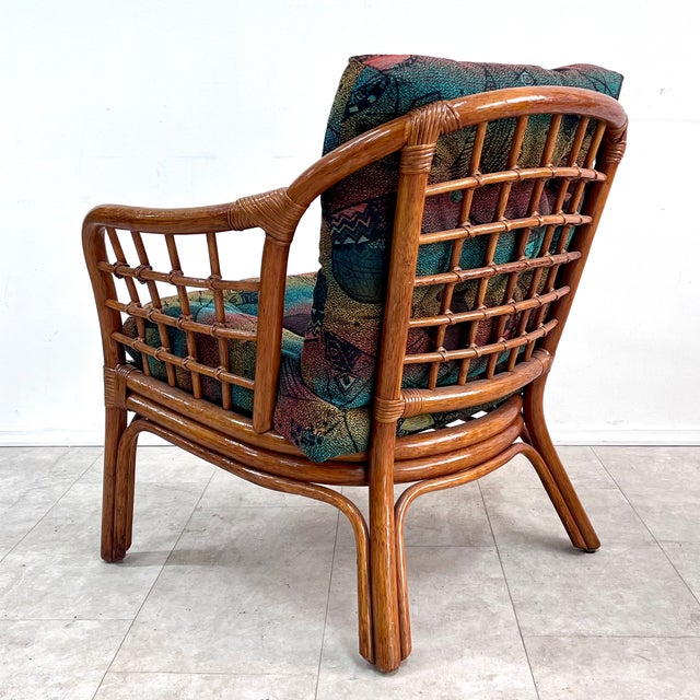 Mid-Century Modern Italian Woven Bamboo Armchairs, 1960s, Set of 2 For Sale - Image 3 of 15