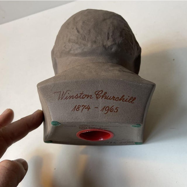 Mid-Century Modern Vintage Winston Churchill Bank Bust in Ceramic from Søholm, 1979 For Sale - Image 3 of 7