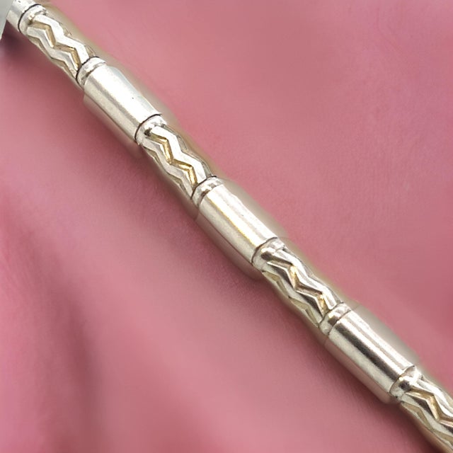 1990s Tiffany & Co Estate German Zig Zag Bracelet 7.5" Sterling Silver 4.5 mm For Sale - Image 11 of 12