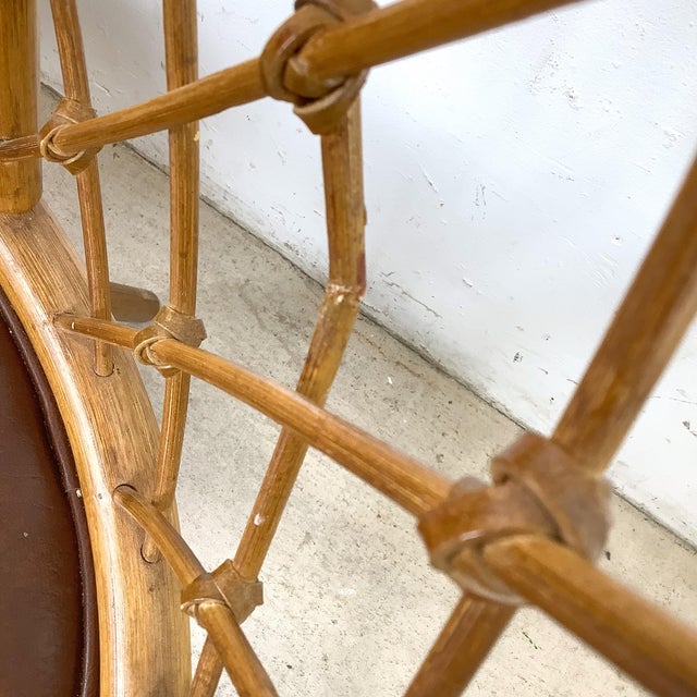 Set of Four Vintage Rattan Dining Chairs , Diamond Lattice Hoop Backs For Sale - Image 11 of 12