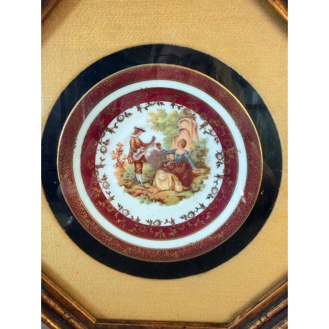 Wood Limoges Fragonard Octagonal Framed Plates For Sale - Image 7 of 11