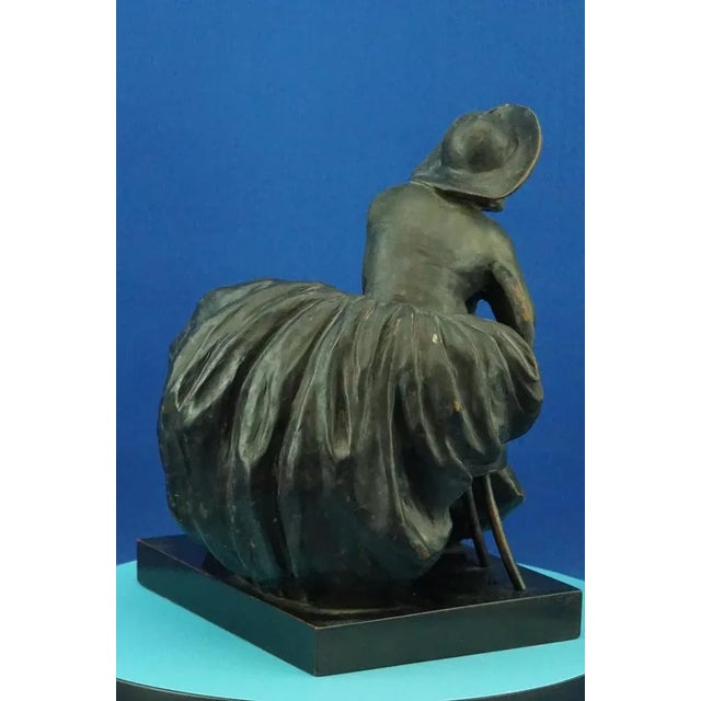 Art Nouveau Ceramic Sculpture Depicting a Lady on a Thonet Chair by Guido Cacciapuoti, Naples, Italy, Early 1900s For Sale - Image 9 of 18