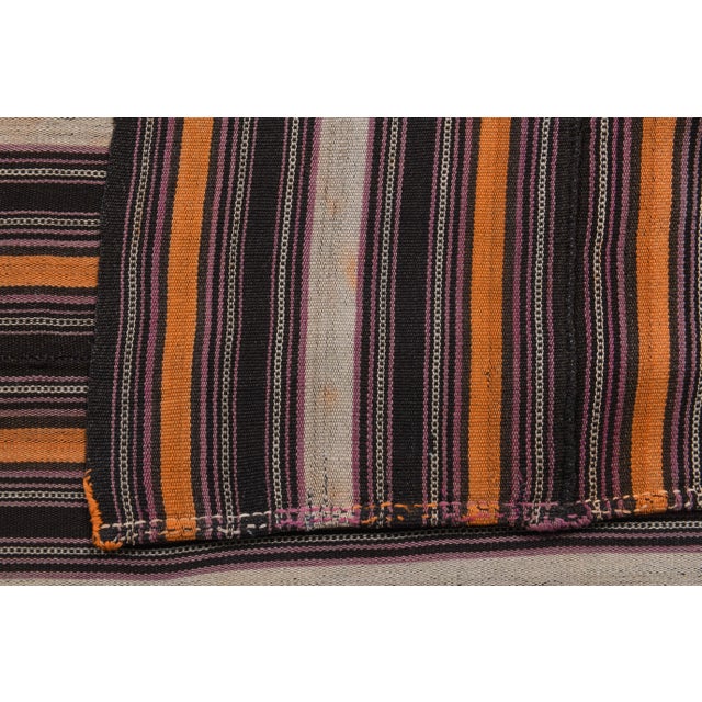 Textile Vintage Turkish Hand-Knotted Wool Cotton Brown Kilim Area Rug For Sale - Image 7 of 10