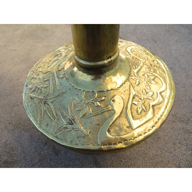 Monumental 4ft Vintage Hammered Brass Ottoman Revival Floor Lamp ~ Repousse Art ~ Hollywood Regency / Bohemian ~ Antique Lighting For Sale In Seattle - Image 6 of 18
