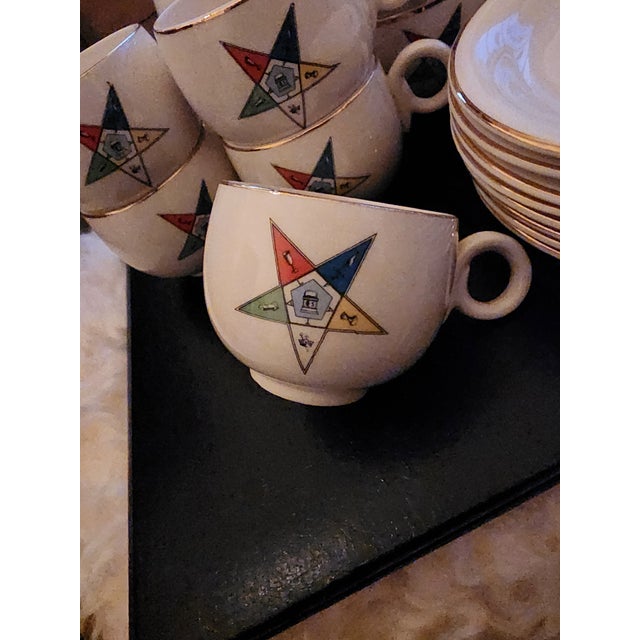 Cream Eastern Star Mason's Demitasse Set For Sale - Image 8 of 9