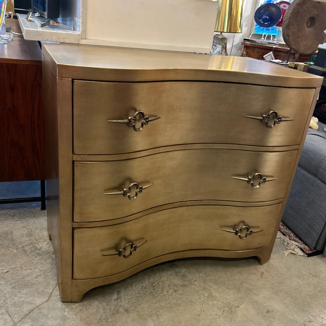 Hooker Furniture Gold Leaf Finish Solid Wood 3 Drawer Serpentine Chest For Sale - Image 4 of 11