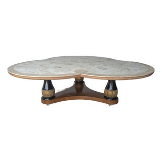 Large Scale Travertine Trefoil Coffee Table by Monteverdi Young For Sale