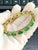 22 Carat Natural Emerald & Diamond Cocktail Tennis Bracelet 14 Karat Yellow Gold For Sale - Image 4 of 8