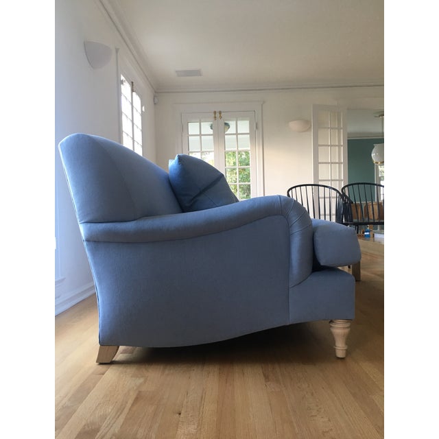 Modern Traditional English Roll Arm Sofa in Blue Chairish