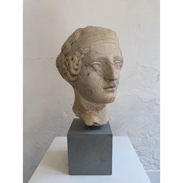 Stone Italian Artist, Head of a Young Woman Sculpture, 1800s, Marble For Sale - Image 7 of 14