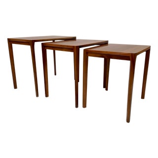 Anthroposophical Nesting Tables in Walnut by Rex Raab for Wilhelm Renz, 1960s, Set of 3 For Sale