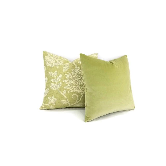 This is a stunning floral design pillow with a bright green color background. This fabric is discontinued and only...