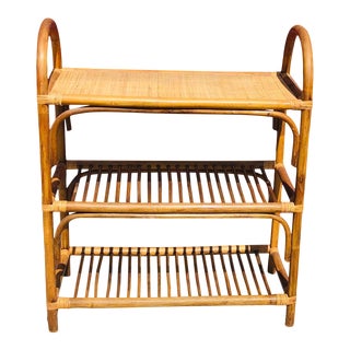 Vintage Petite Rattan Bookcase Shelf For Sale