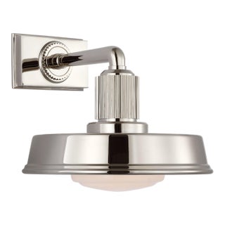 Chapman & Myers for Visual Comfort Signature Ruhlmann Small Sconce in Polished Nickel with White Glass For Sale