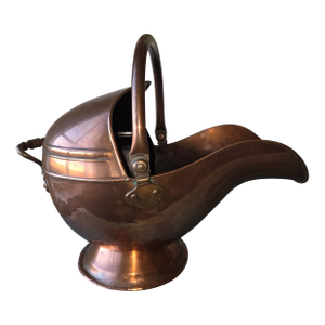 Antique Copper Helmet Form Scuttle