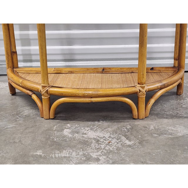 Demi-Lune Franco Albini Style Bamboo & Rattan Console Table For Sale - Image 9 of 12