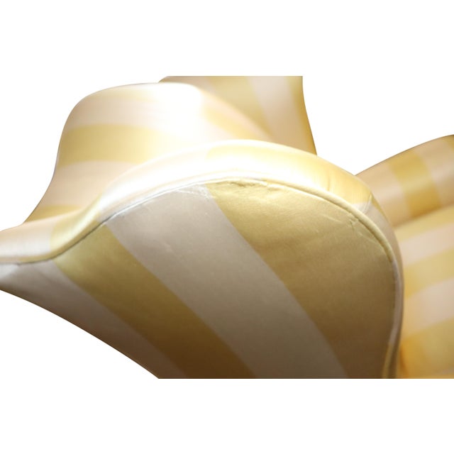 Traditional 1910s Cream & Yellow Silk Wing Chair For Sale - Image 3 of 5