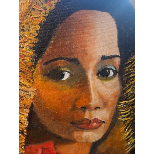 Vintage 1972 East Asian/Indian Woman's Portrait, Signed