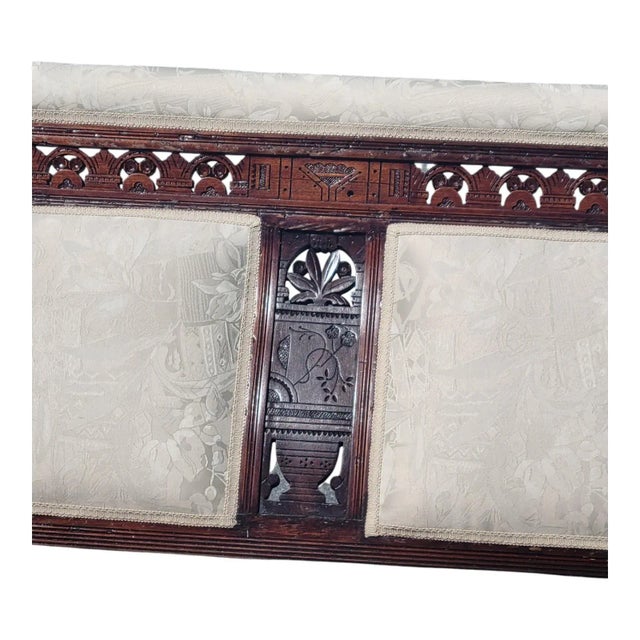 Solid 19th Century American Eastlake Loveseat Made of Walnut Wood, Refurbished. For Sale - Image 17 of 18