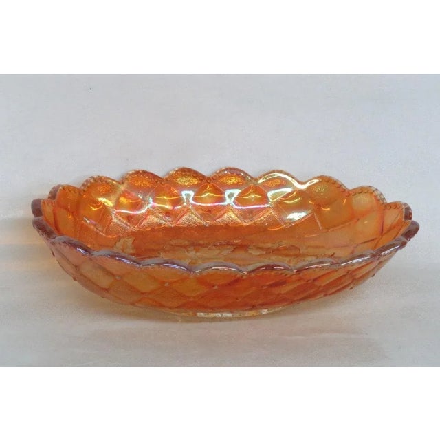 Imperial Quilted Diamond Pansy Marigold Carnival Glass Candy Dish For Sale - Image 11 of 11