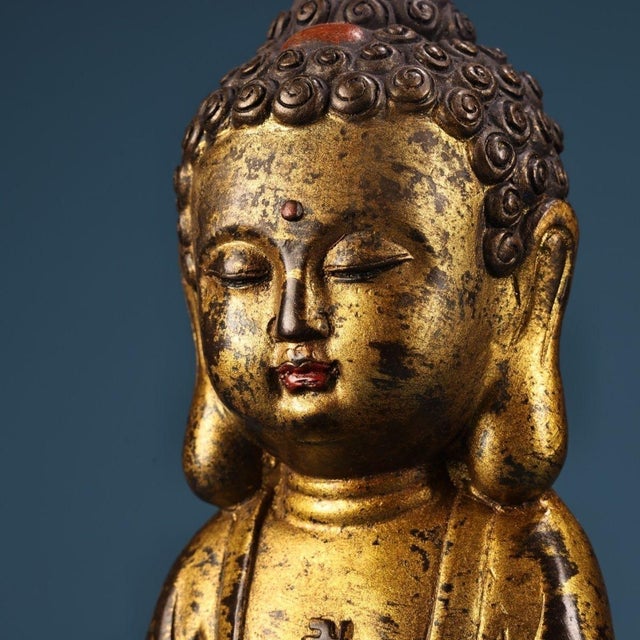 1960s Antique Chinese Gilt Bronze Seated Buddha in Meditation Dhyana Mudra For Sale - Image 5 of 9