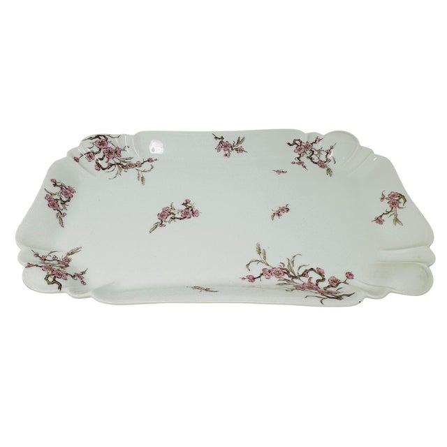 Late 19th Century Antique Haviland Limoges Platter | Schleiger 222 Pink Floral Pattern | H&Co L France 1888-1896 | Scalloped Victorian Serving Dish For Sale - Image 5 of 13