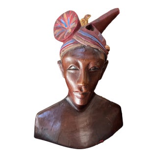 1970s Hand Carved African Wooden Sculpture For Sale