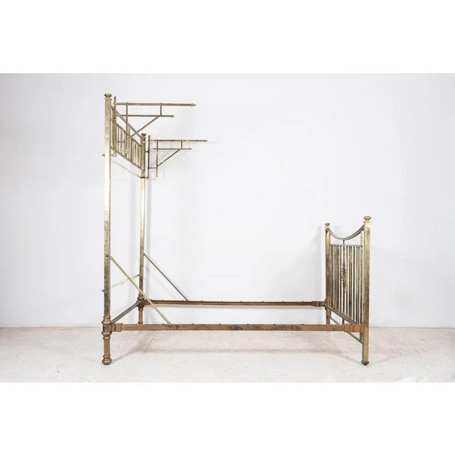 19th Century English Half Tester Brass Double Bed Frame For Sale - Image 5 of 17